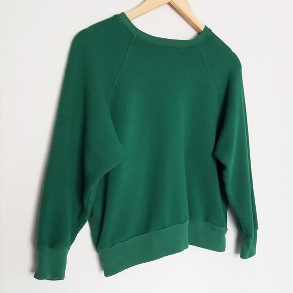 REFORMATION Hunter Rio Crew Neck Cropped Sweatshirt XS Pine Green SOFT Cozy - Picture 11 of 16